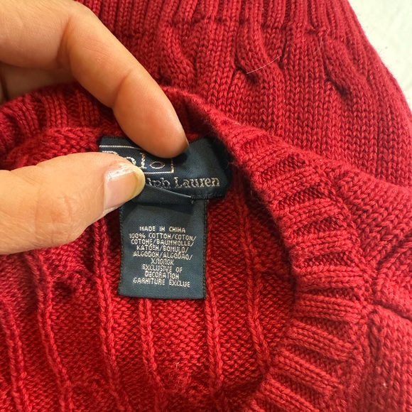 Polo Ralph Lauren Boys Size S(8) Cable Knit 100% Cotton Red Sweater Vest A020725 - Picture 4 of 4